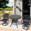 3 chaises toutes saisons: en aluminium avec 2 chaises pivotantes et une table ronde de 39,37 po, une assise noire, confortable et confortable