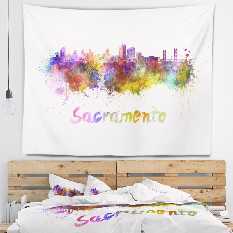 Sacramento skyline tapisserie Cityscape, H 32 po x l 39 po
