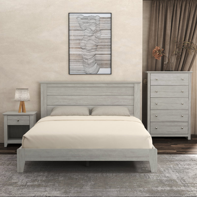 Ensemble de chambre à coucher 3 pièces Tevrat, Chêne gris cendré, Grand