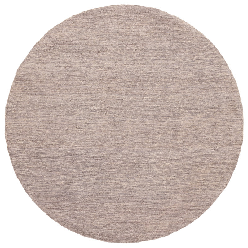 Xaviour Natural Fiber Hand Tufted Jute Cotton Solid Color Rug in Gray, Round 6'