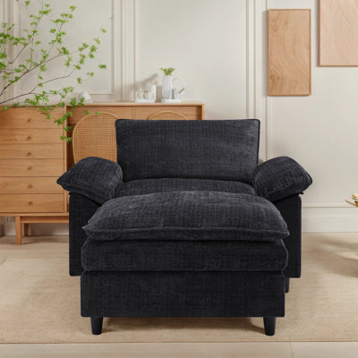Fauteuil d'appoint surdimensionné avec repose-pieds 