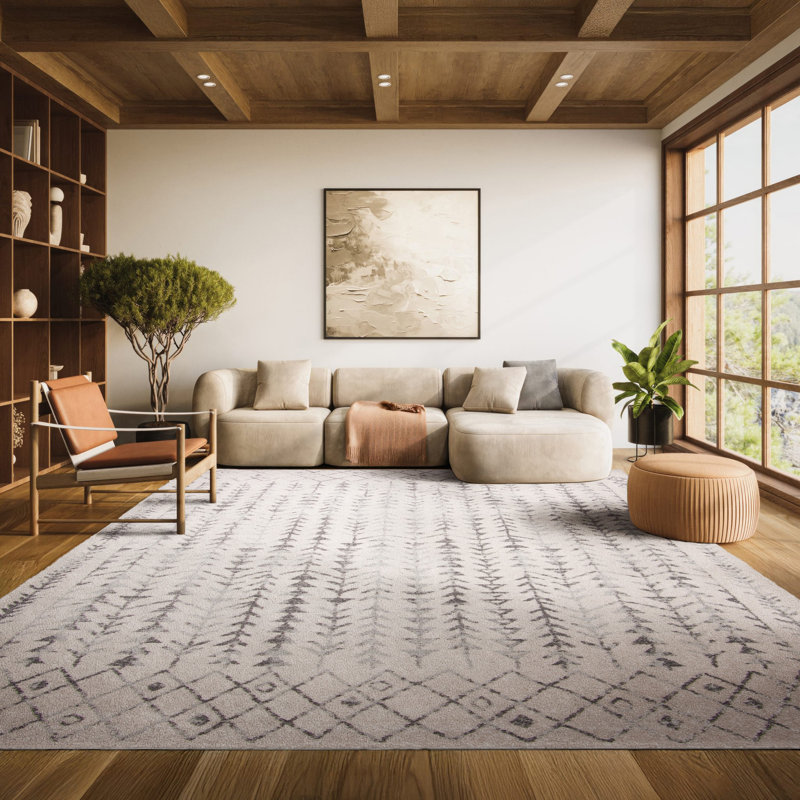 Tapis ivoire / gris Renninger Southwestern, Rectangle 8 pi x 10 pi