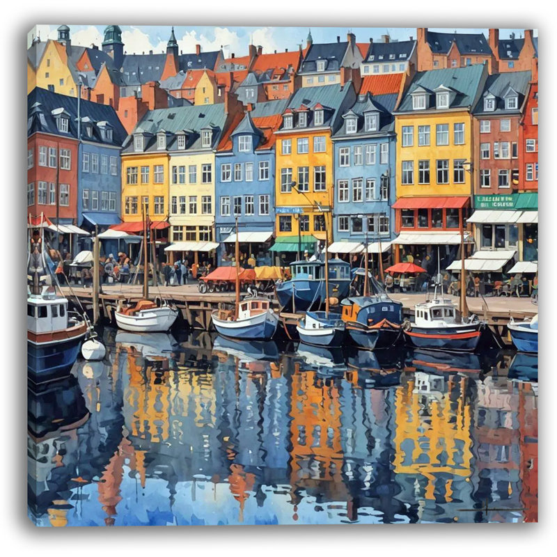 Art mural sur toile coloré Nyhavn, H 20 po x l 20 po x P 1,5 po