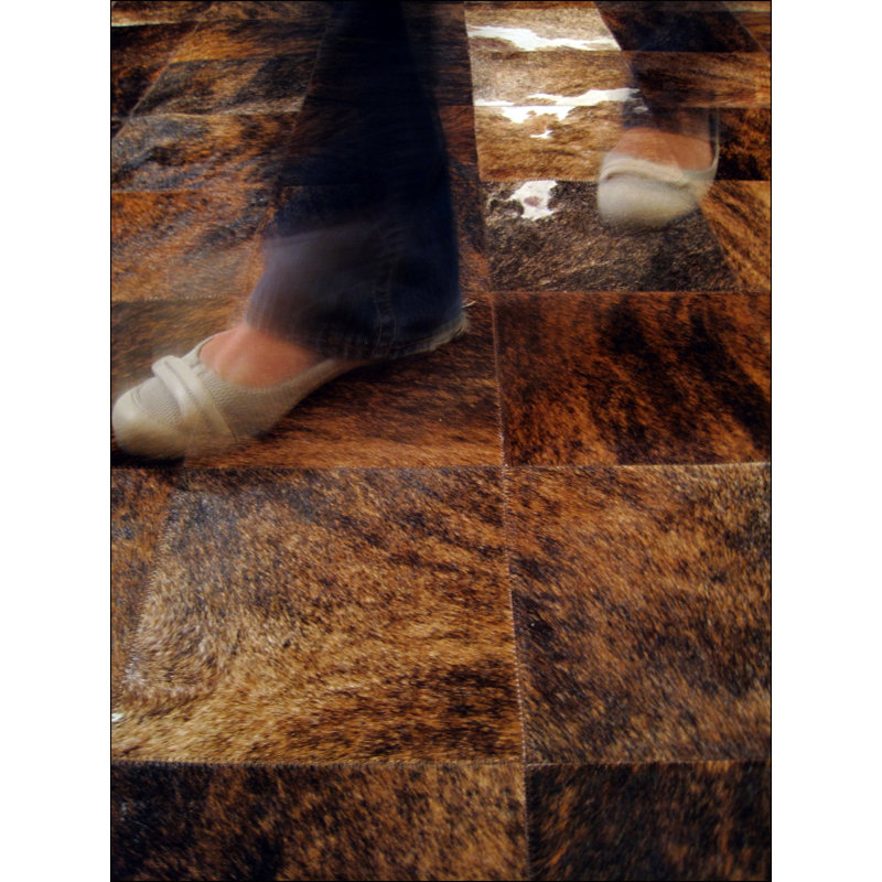 Desnudo Cowhide Geometric Area Rug in Brown, Rectangle 10' x 14'