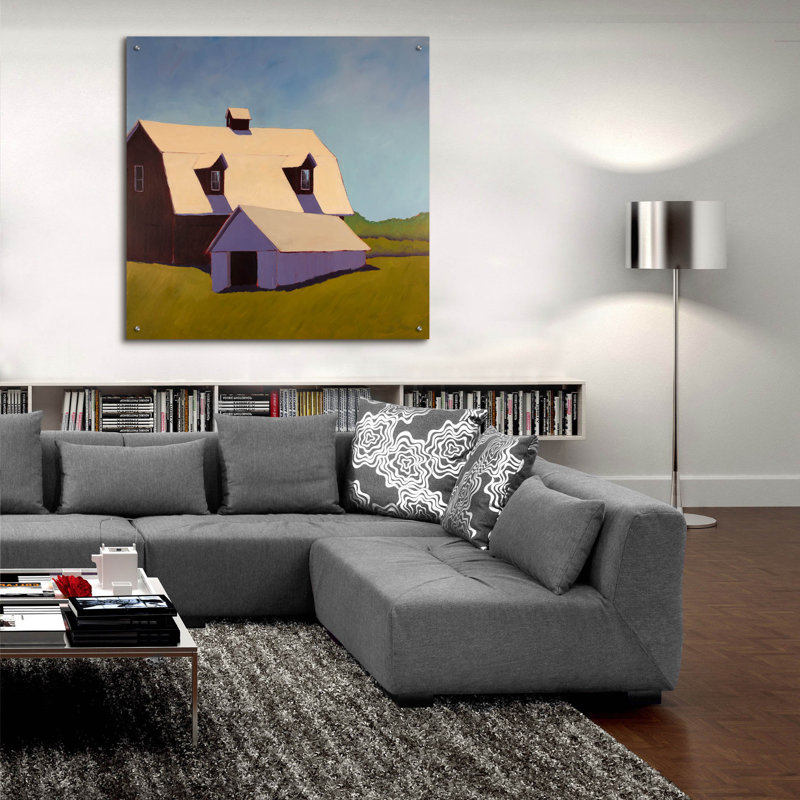  «Homestead Barn 9» par Carol Young, art mural en verre acrylique, 36 po x 36 po, H 36 po x l 36 po
