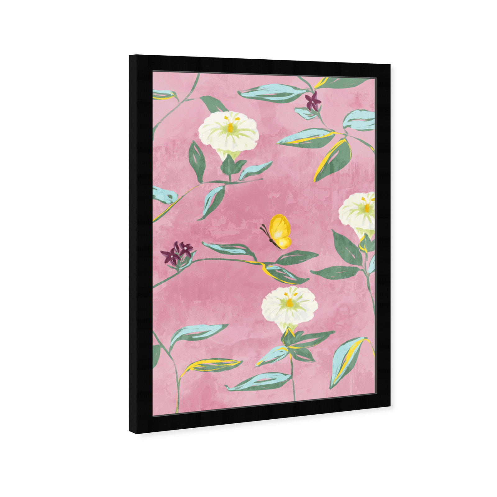 Floral Spring Tapestry Pattern Print, Black, 56" H x 38" W