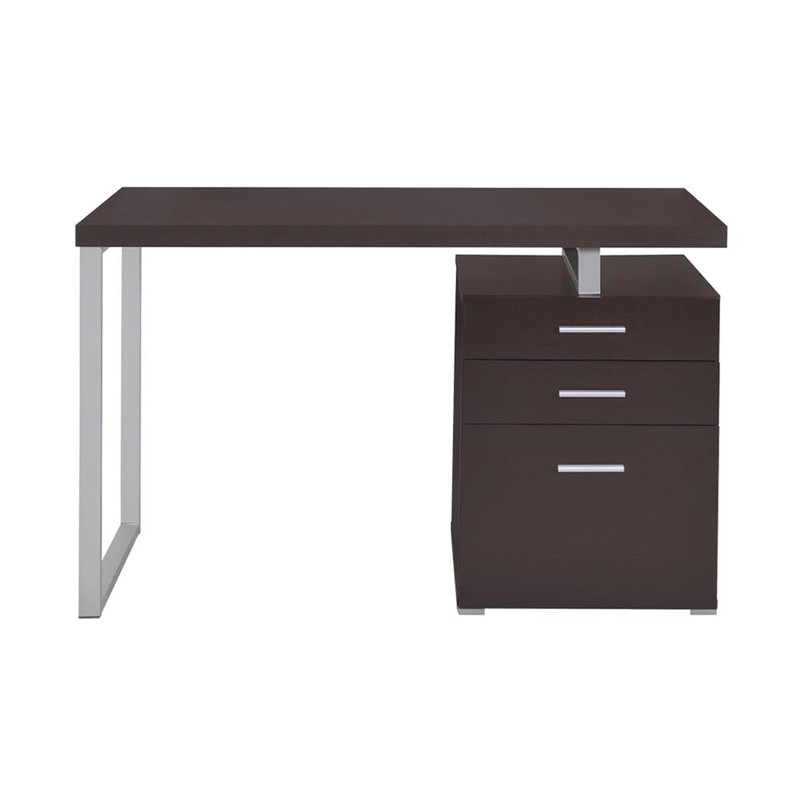 Bureau Cappuccino avec structure en métal et options de rangement 3 au fini exquis