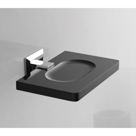 Porte-savon mural en plexiglas Grip, Noir