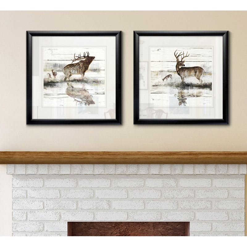 " Rustic Misty Elk " 2 - Pieces Painting Print