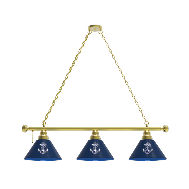 3 - Light Pool Table Lights Pendant, Brass, US Naval Academy Midshipmen