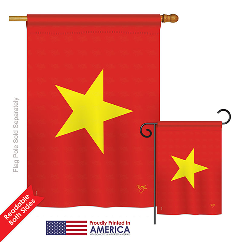 Drapeau de polyester vertical décoratif à 2 côtés viêt nam du monde