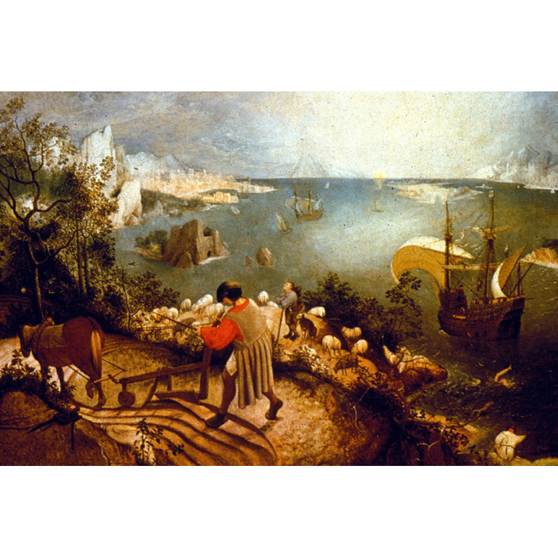 Paysage avec la chute d'Icarus, H 16 po x l 24 po