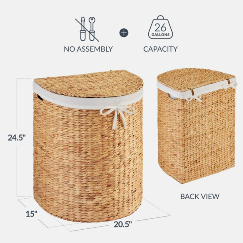 Half Moon Round Laundry Hamper, Natural