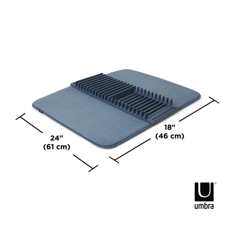 Denim Foldable Plastic Dish Rack with Utensil Cup