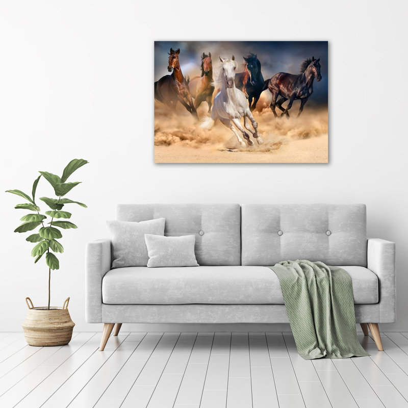 Horses Galloping - Wrapped Canvas Print, 70cm H x 100cm W x 2cm D