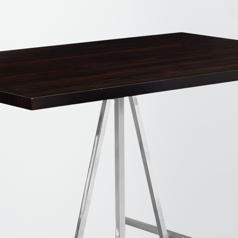 Ken Dining Table With Chrome Metal Base and Espresso Top, 29.73'' H X 59.79'' W X 35.84'' D
