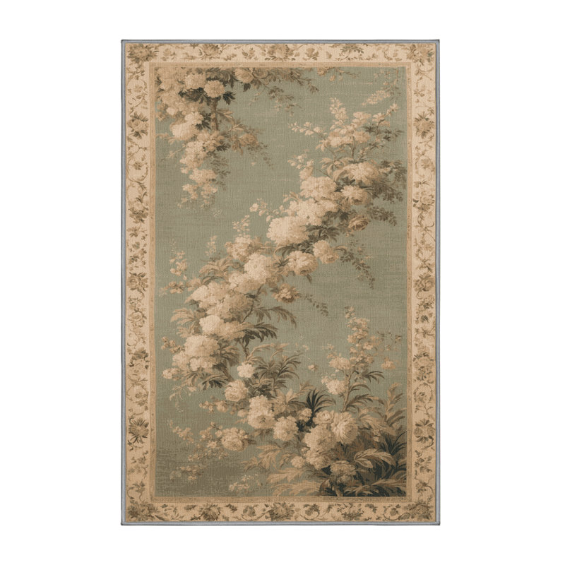 Tapis brun français lavable à la machine, Rectangle 6 pi x 9 pi