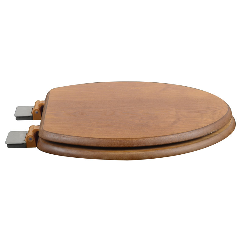 Elongated Toilet Seat and Lid, Dark Brown, Brushed Nickel