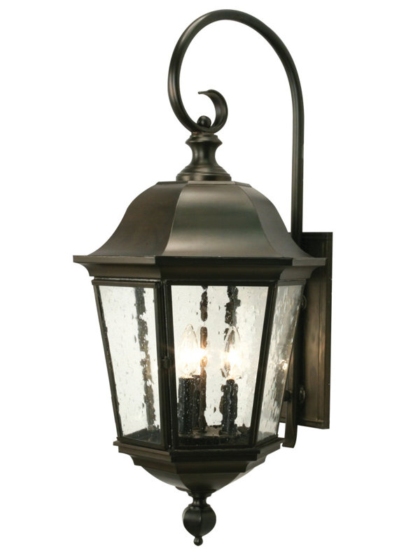 Lanterne murale d'extérieur 3 lumières Tiamo, Tabac doré, Mica argent