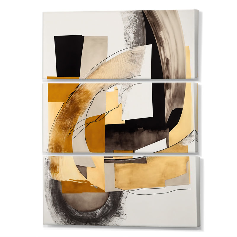 Glam Art Deco Abstract IV - ensemble d'art moderne sur toile transitionnel moderne, H 48 po x l 32 po x P 1 po