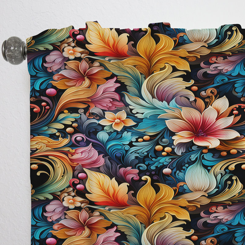 Motif cachemire bohémien Rhapsody V - rideau glamour - obscurcissant velours - 1 panneau, L 52 po x L 63 po