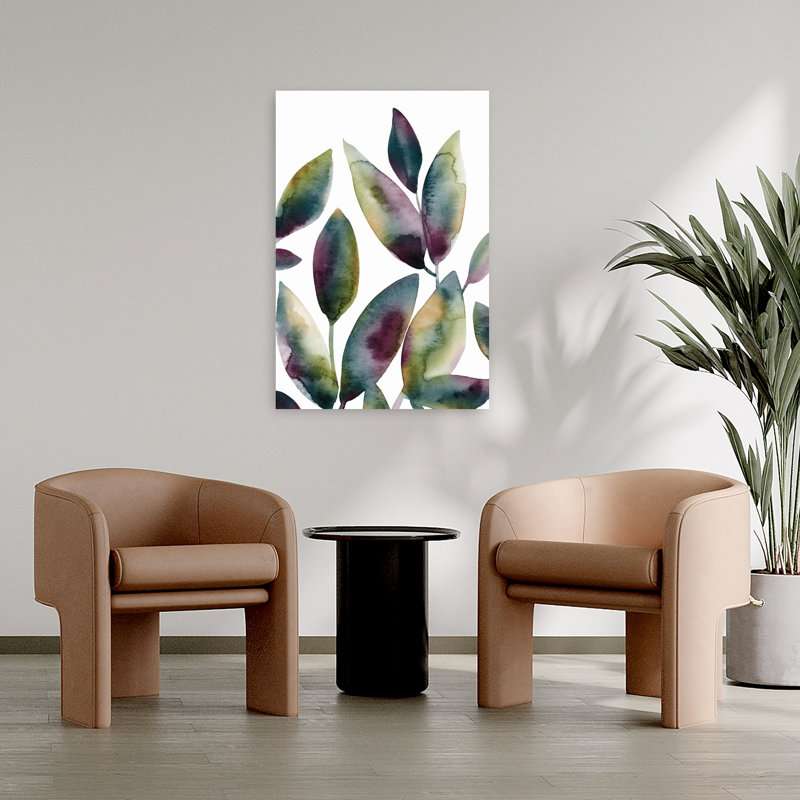 «Colorful Leaves 1 Abstract Contemporary Elegant Nature Plant», art mural, 36" H x 24" W