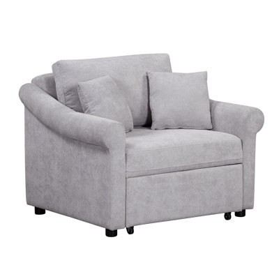 Eloria Mid-Century Modern Chenille Convertible Sleeper Chair with High-Density Sponge
