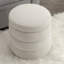 Tabouret rond en velours ivoire