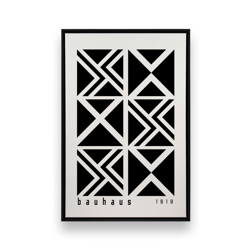 «Triangle Bauhaus Grid», reproduction sur toile, Cadre flottant noir satiné, H 18,75 po x l 12,75 po x P 1,75 po