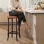 Ensemble de 4 tabourets de bar 24,6 po - Similicuir, pieds irréguliers, tabourets de comptoir compacts pour petits espaces-129421548-129421550