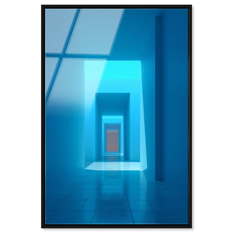 Cerulean Corridor II Print, 25"H x 17"W, Black Floater Frame