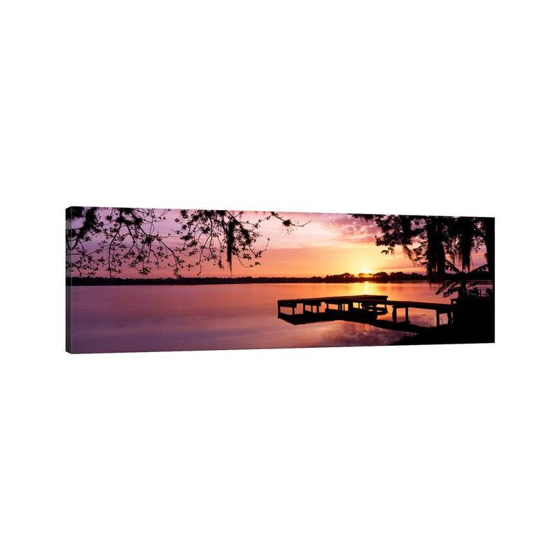 USA, Florida, Orlando, Koa Campground, Lake Whippoorwill, Sunrise by Panoramic Images - Wrapped Canvas Panoramic Print