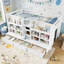 Lit mezzanine avec tablettes et rangements multiples-775267505
