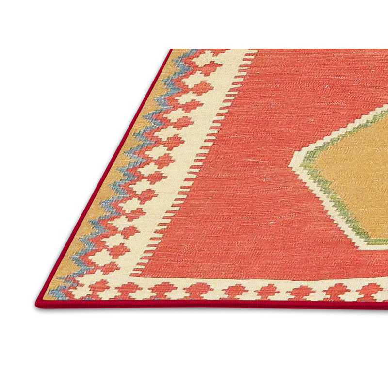 Tapis de zone orange/beige contemporaine, Rectangle 7 pi x 10 pi