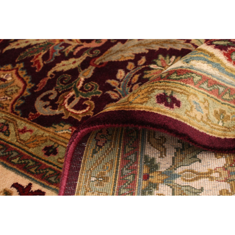 Tapis bourgogne foncé / beige en laine noué à la main Hauer
