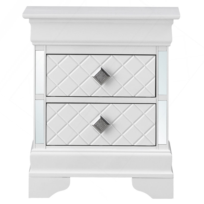 Sophisticated Silver Champagne Nightstand, Champagne/Black