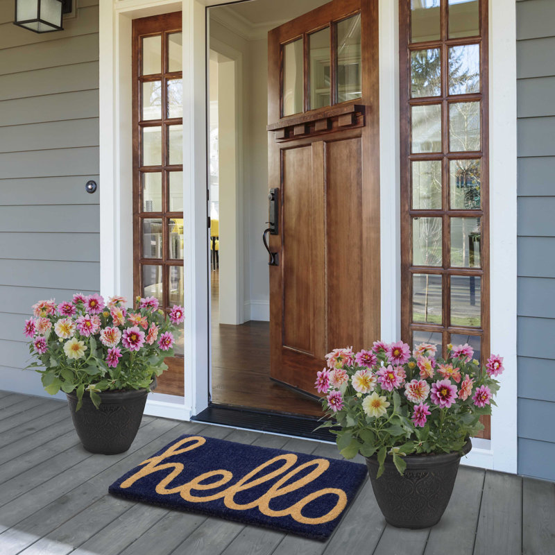 Paillasson Dewand Cursive, L 24 po x L 36 po, Bleu foncé