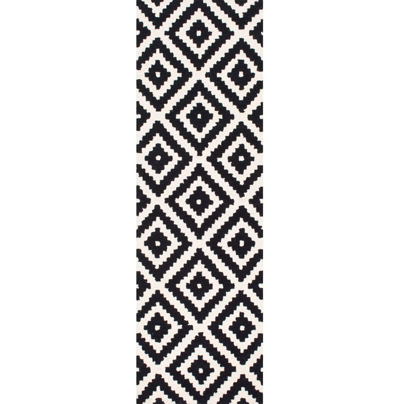 Drubin Geometric Wool Hand Woven Area Rug, Runner 76 x 244cm