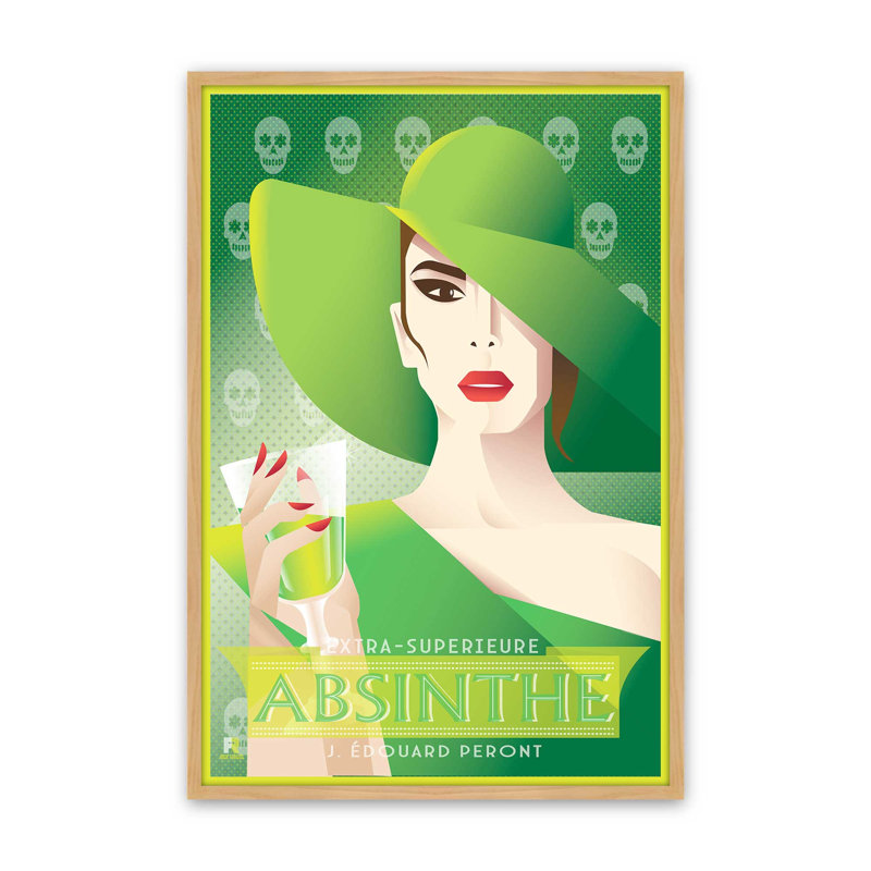 «Absinthe Reverie», reproduction d'art, Impression encadrée sans passe-partout, H 11 po x l 9 po, Érable américain