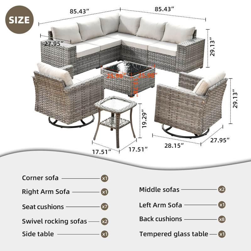Wade Logan® Baili 7 - Person Outdoor Seating Group with Cushions ...