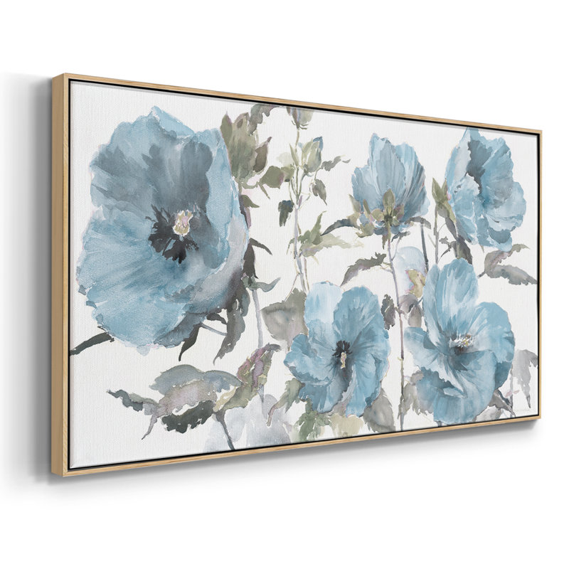Cottage bleu, toile tendue avec châssis, prête à être accrochée, H 21 po x l 41 po, Naturel