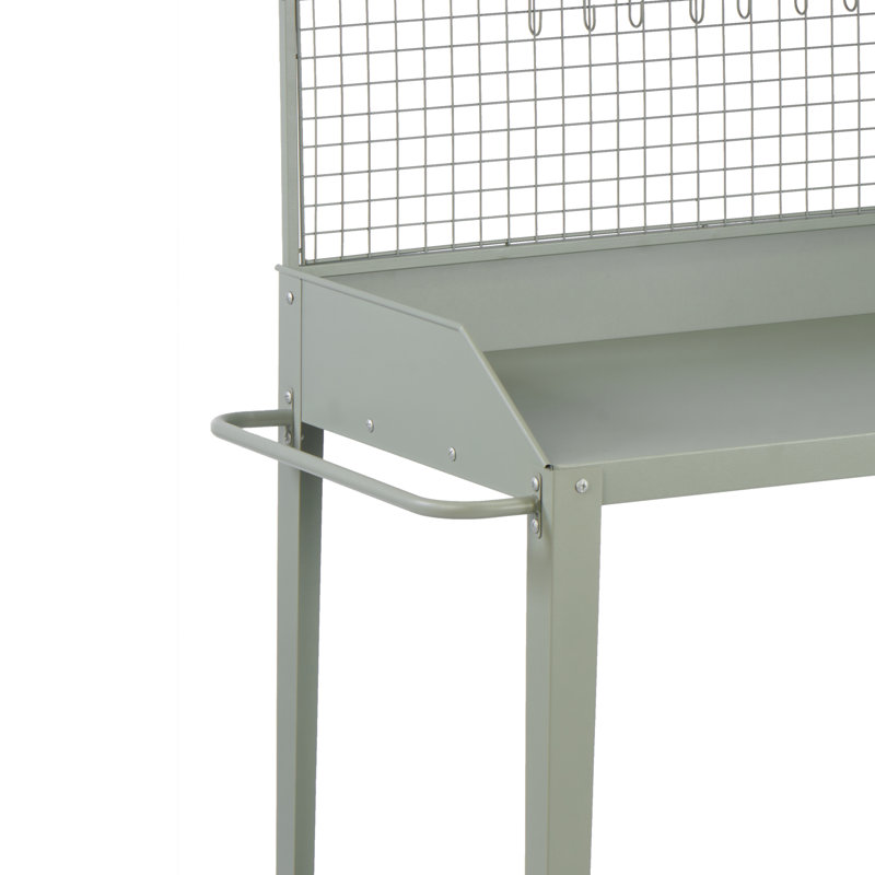 Banc de rempotage extérieur en métal avec roulettes et tablette de rangement, 53" H, Light Green