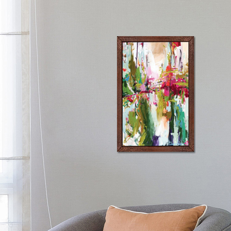 Point Of Attraction by Amira Rahim - Painting on Canvas, 152.5 cm H x 101.5 cm W, Brown Framed