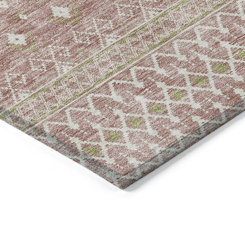Tapis tribal lavable intérieur / extérieur 5 pi x 8 pi rosé