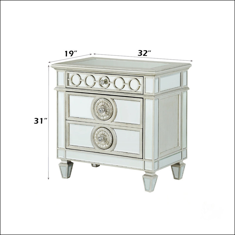 Table de chevet avec 2 tiroirs Glam Luxury, Clair