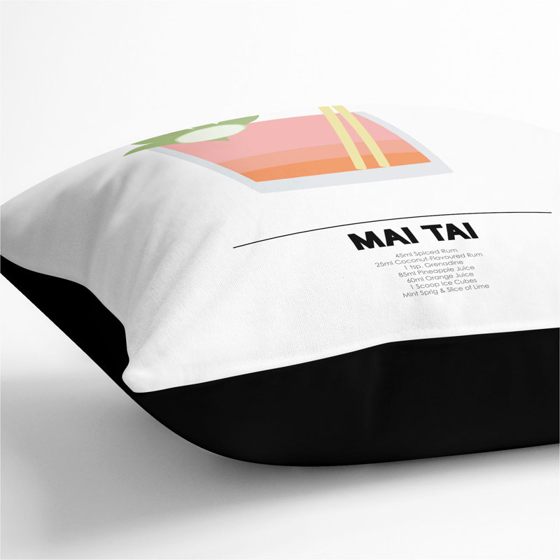 Mai Tai Square Throw Cushion, 40cm H x 40cm W x 15cm D, Black