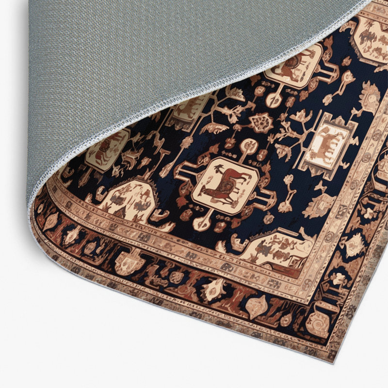Persian Black Indoor and Outdoor Area Rug, Rectangle 4' x 6'