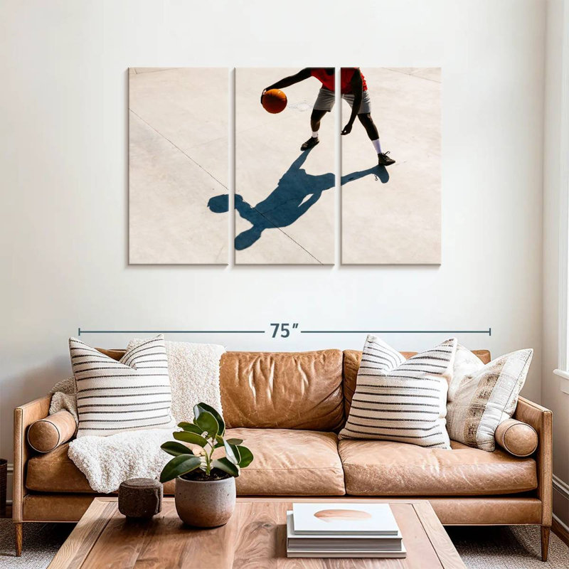 Ombre de joueur de basketball, H 36 po x l 57 po