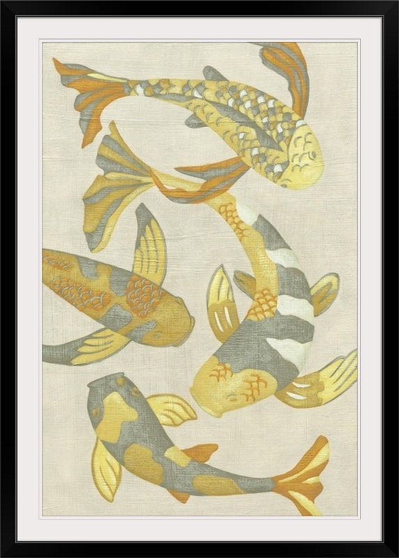 « ii » chariklia zarris, impression Golden Koi, Cadre noir, H 32 po x l 24 po x P 1 po