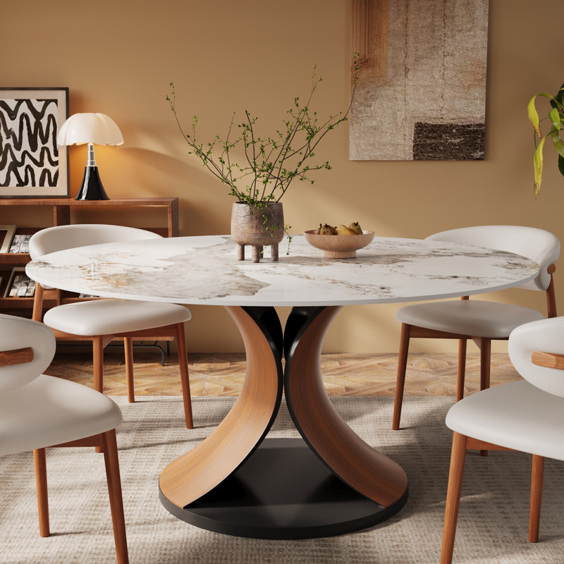 Table de salle à manger sculpturale en forme de X, 30.51" H x 47" W x 47" D, Pandora / noyer
